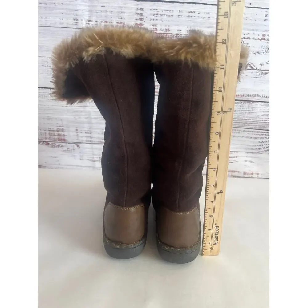 B.O.C. Born Winter Suede Shearling Lace Up Women's Brown Boots Size 6.5